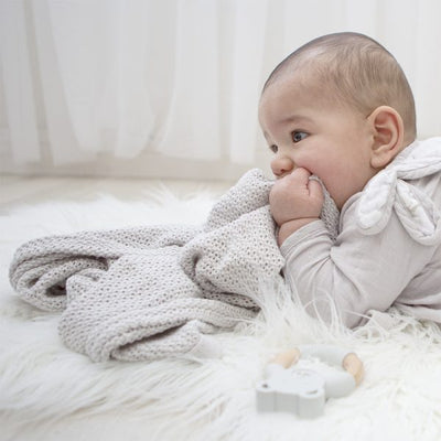Living Textiles Organic Bassinet/Cradle Cellular Blanket  - Grey