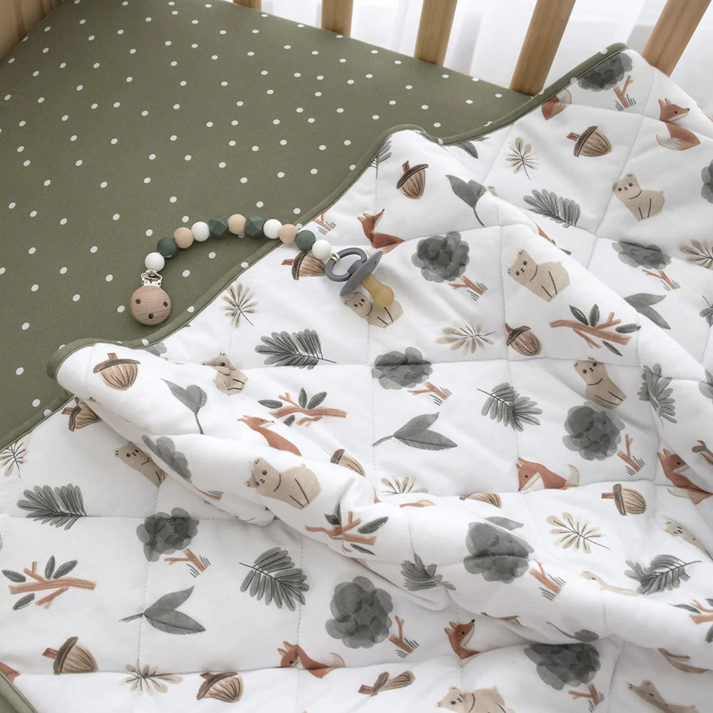 Living Textiles Reversible Quilted Cot Comforter - Forest Retreat