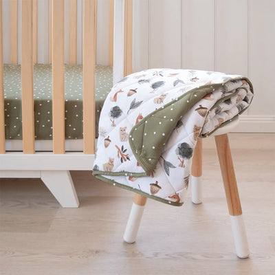 Living Textiles Reversible Quilted Cot Comforter - Forest Retreat
