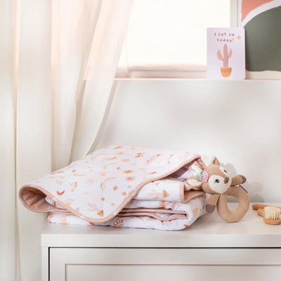 Living Textiles Reversible Organic Quilted Cot Comforter - Bohemian Bliss