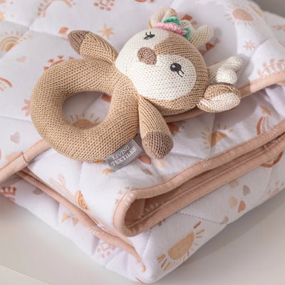 Living Textiles Reversible Organic Quilted Cot Comforter - Bohemian Bliss