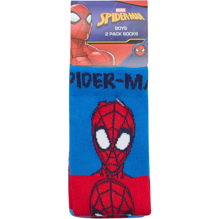 Rio Spider-Man Kids Crew Socks 2 Pack - Blue & Red