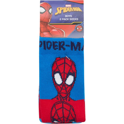 Rio Spider-Man Kids Crew Socks 2 Pack - Blue & Red