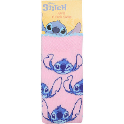 Rio Disney Kids Lilo & Stitch Crew Socks 2 Pack - Pink & White