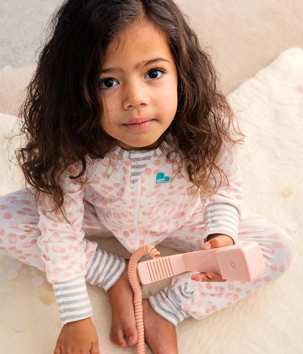 Love To Dream Long Sleeve Footless Romper - Dusty Pink Bubbles