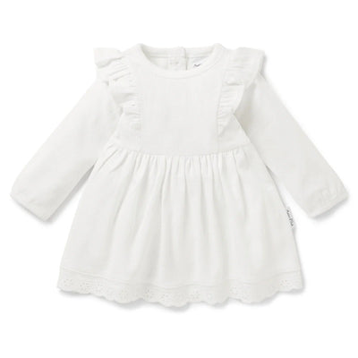 Aster & Oak Snow Rib Ruffle Dress - Snow