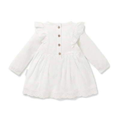 Aster & Oak Snow Rib Ruffle Dress - Snow