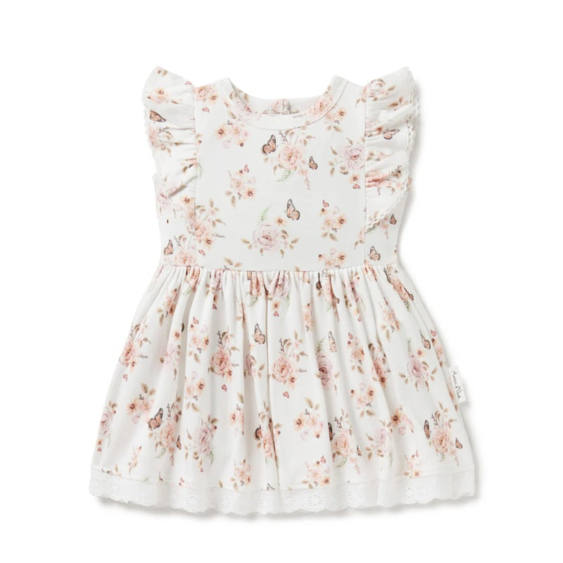 Aster & Oak Butterfly Ruffle Dress - White