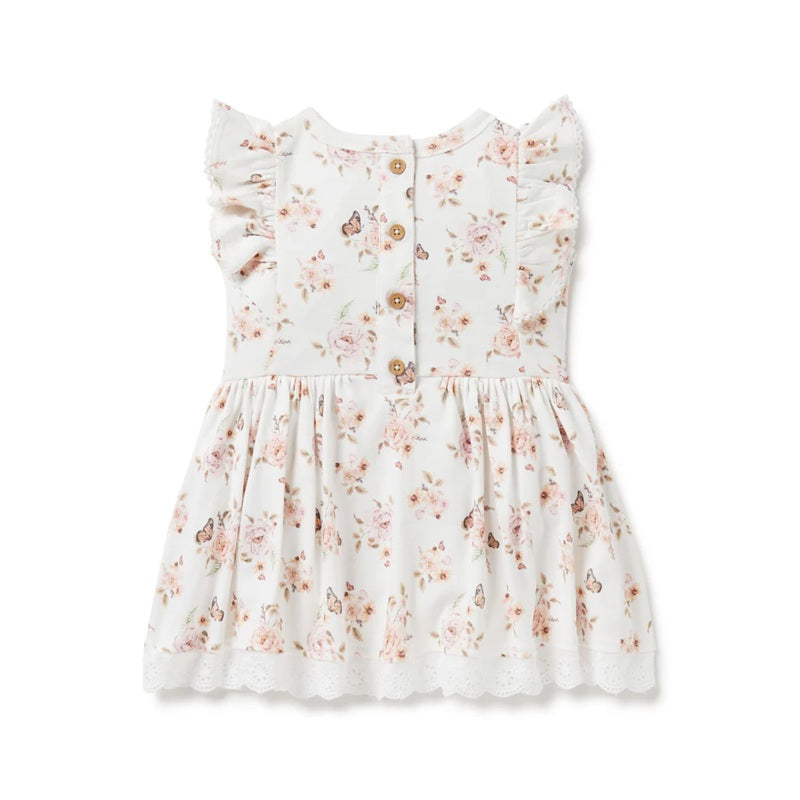 Aster & Oak Butterfly Ruffle Dress - White