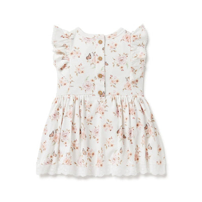 Aster & Oak Butterfly Ruffle Dress - White