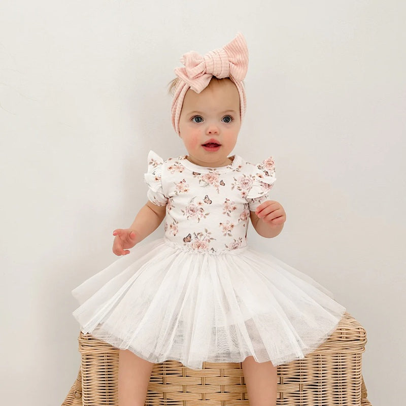 Aster & Oak Butterfly Tutu Dress - White