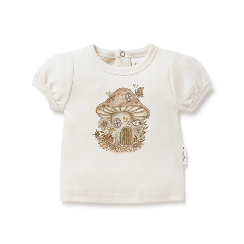 Aster & Oak Mushroom House Print Top - Natural