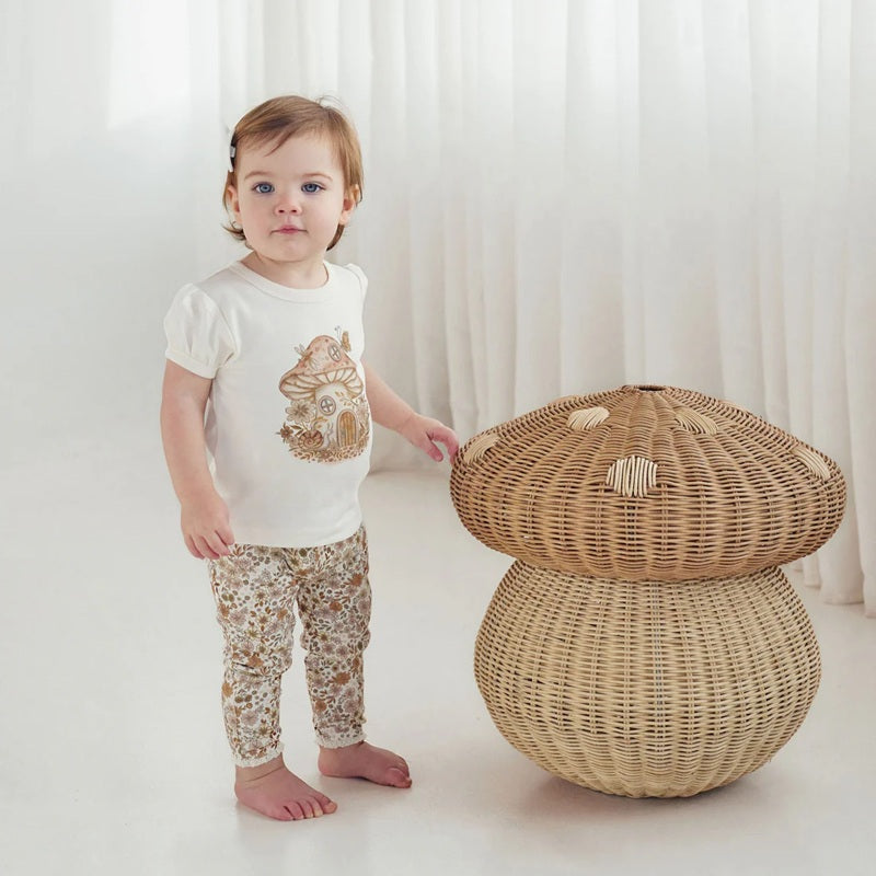 Aster & Oak Mushroom House Print Top - Natural