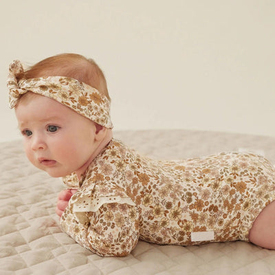 Aster & Oak Bailey Floral Flutter Onesie - Natural