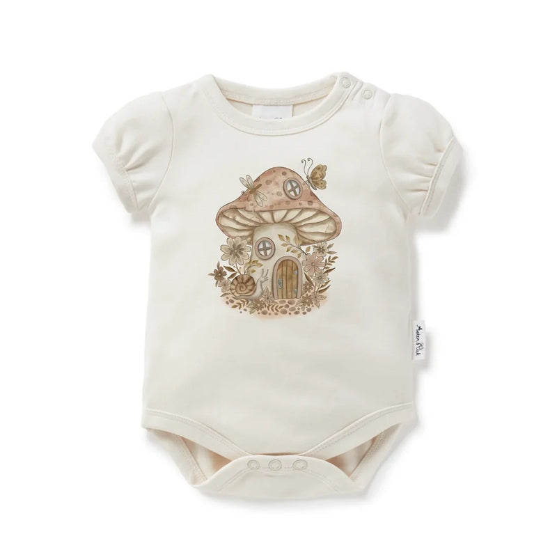 Aster & Oak Mushroom Print Onesie - Natural