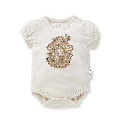 Aster & Oak Mushroom Print Onesie - Natural