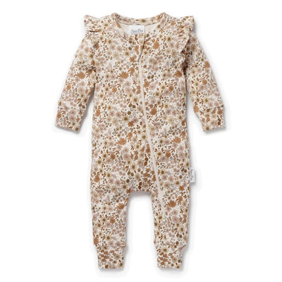 Aster & Oak Bailey Floral Zip Romper - Natural