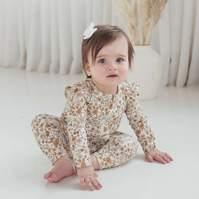 Aster & Oak Bailey Floral Zip Romper - Natural