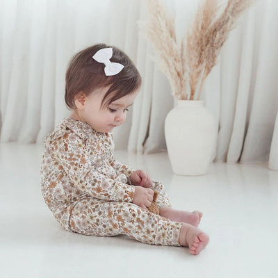 Aster & Oak Bailey Floral Zip Romper - Natural