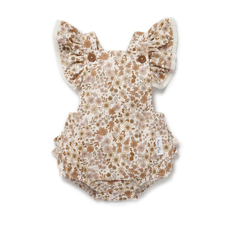 Aster & Oak Bailey Floral Flutter Playsuit - Natural