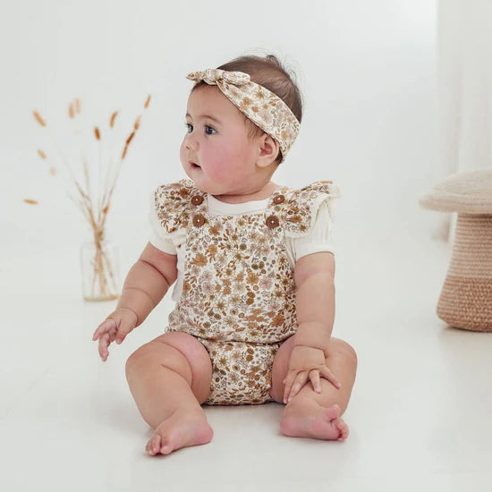 Aster & Oak Bailey Floral Flutter Playsuit - Natural