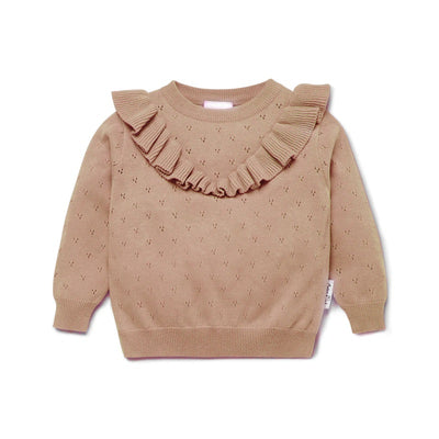 Aster & Oak Cocoa Ruffle Knit Jumper - Cocoa