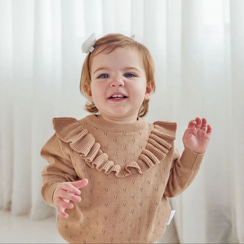 Aster & Oak Cocoa Ruffle Knit Jumper - Cocoa