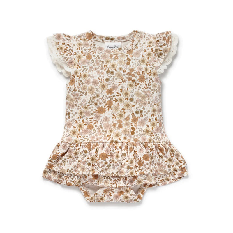 Aster & Oak Bailey Floral Dress Onesie - Natural