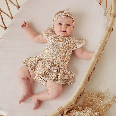 Aster & Oak Bailey Floral Dress Onesie - Natural