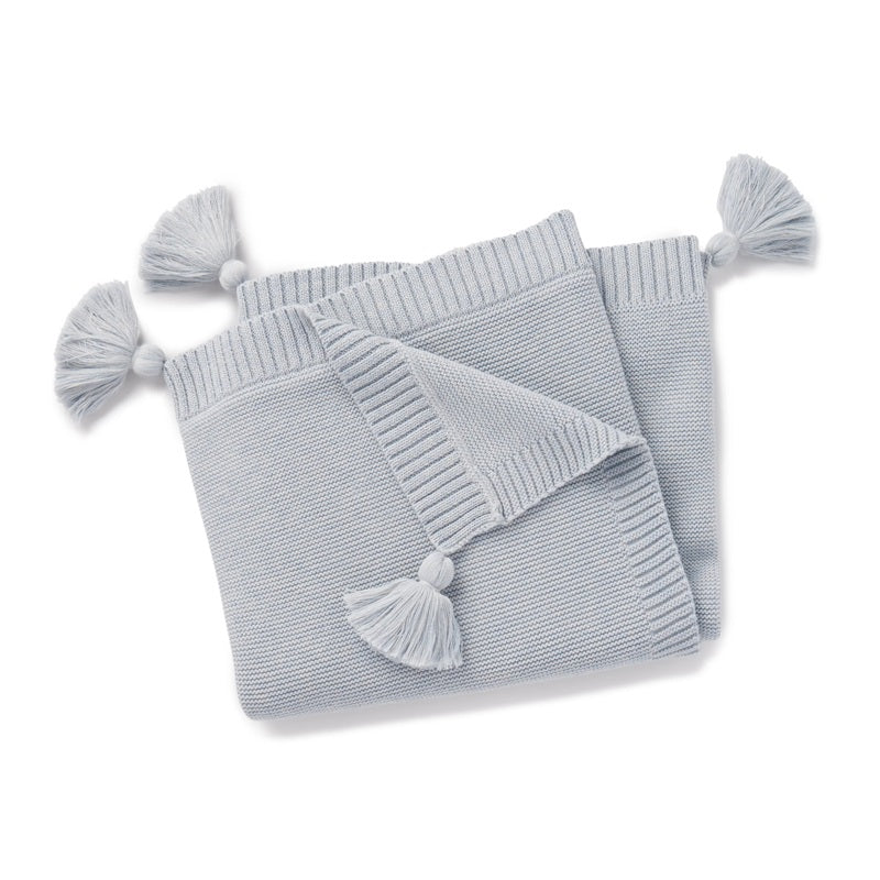 Aster & Oak Chunky Knit Blanket - Blue Marle
