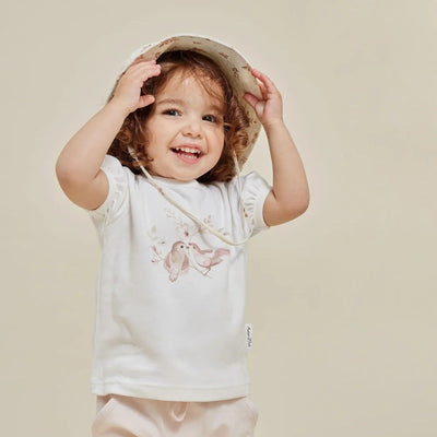 Aster & Oak Blossom Print Puff Top - White