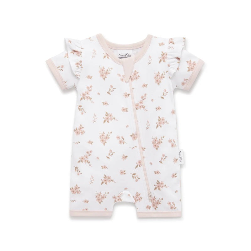 Aster & Oak Blossom Zip Romper - White