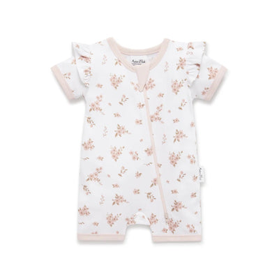 Aster & Oak Blossom Zip Romper - White