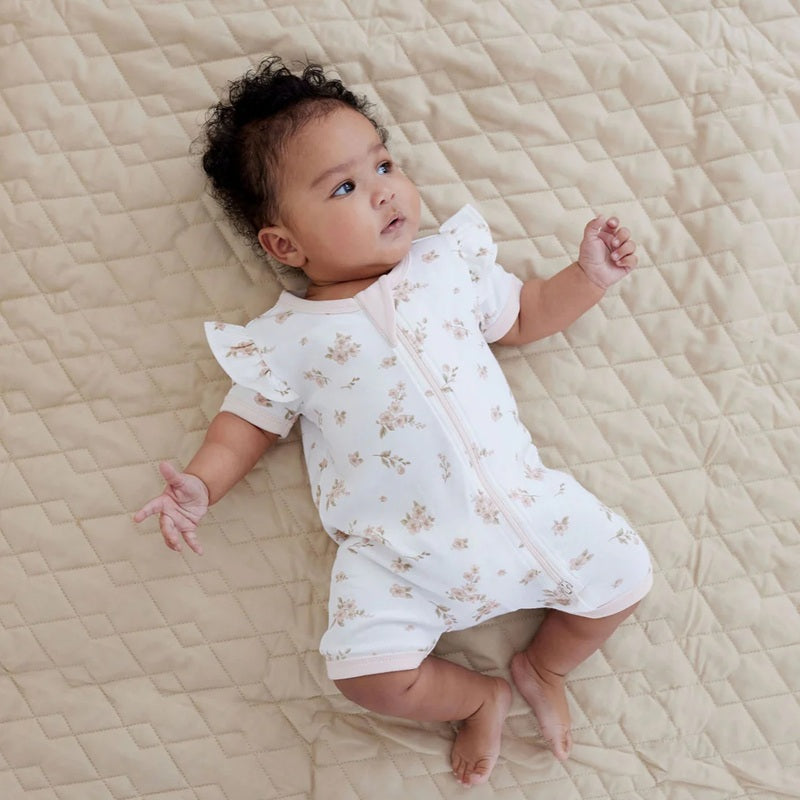 Aster & Oak Blossom Zip Romper - White