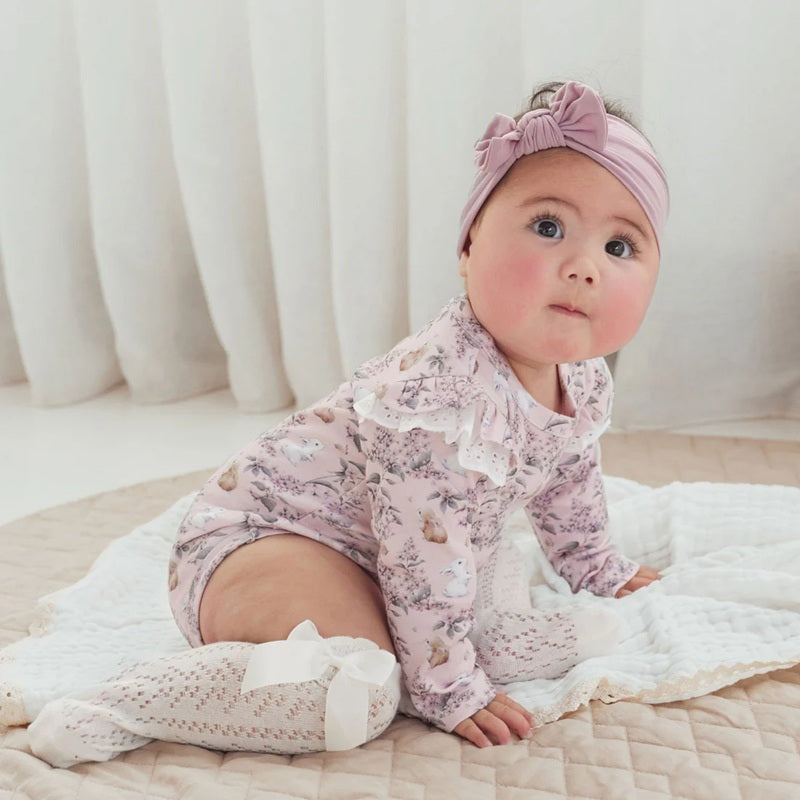 Aster & Oak Bunny Friends Flutter Onesie - Pink