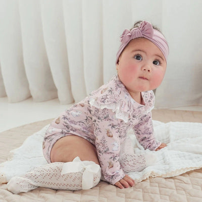Aster & Oak Bunny Friends Flutter Onesie - Pink