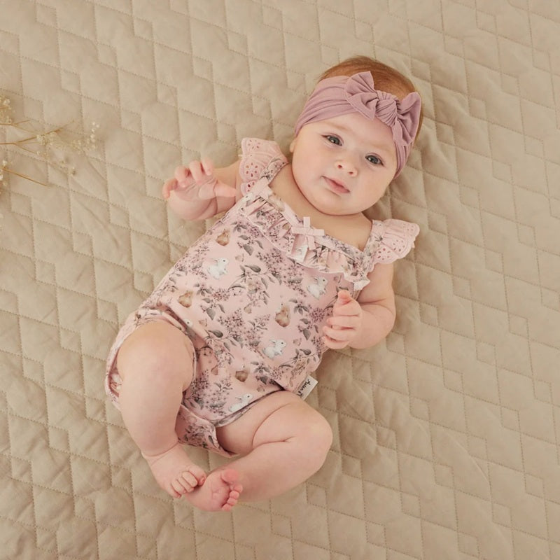 Aster & Oak Bunny Friends Singlet Onesie - Pink