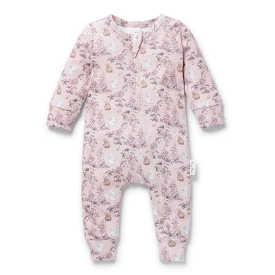 Aster & Oak Bunny Friends Zip Romper - Pink