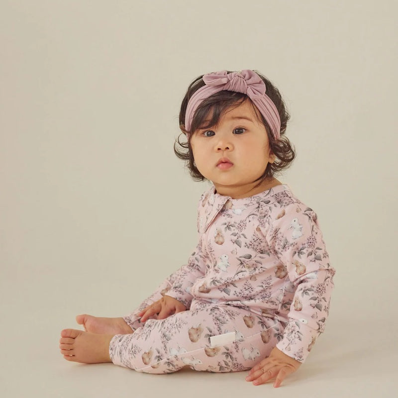 Aster & Oak Bunny Friends Zip Romper - Pink