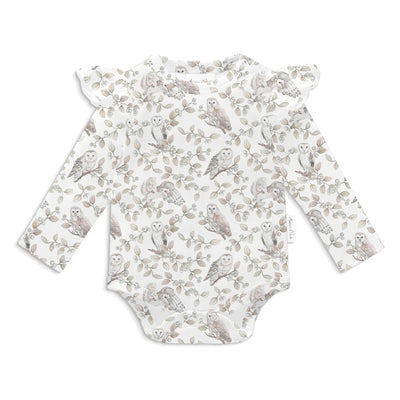 Aster & Oak Barn Owl Flutter Onesie - White