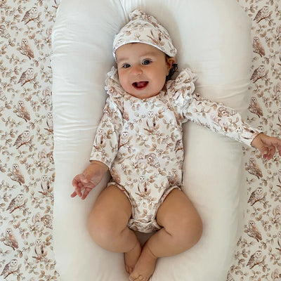 Aster & Oak Barn Owl Flutter Onesie - White