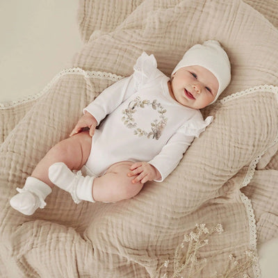 Aster & Oak Barn Owl Print Onesie - White