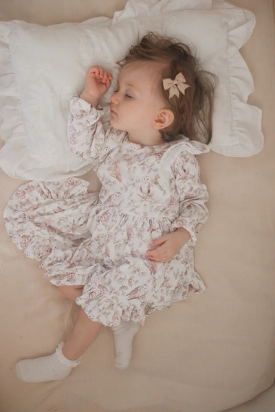 Aster & Oak Barn Owl Ruffle Dress - White