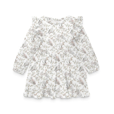 Aster & Oak Barn Owl Ruffle Dress - White
