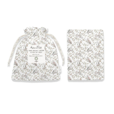 Aster & Oak Barn Owl Cot Sheet - White