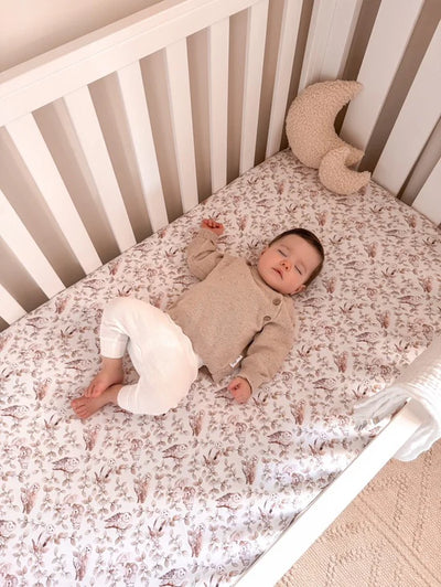 Aster & Oak Barn Owl Cot Sheet - White