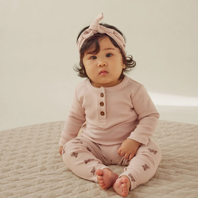 Aster & Oak Pale Pink Rib Henley Top