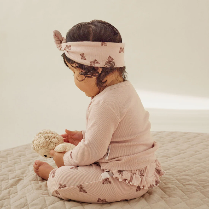 Aster & Oak Pale Pink Rib Henley Top