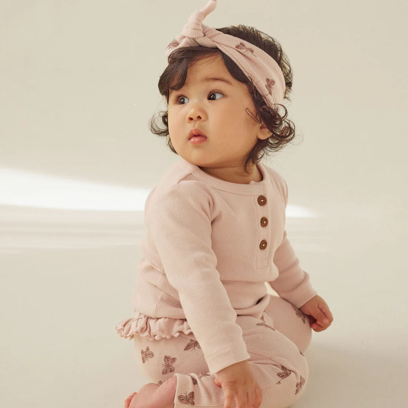 Aster & Oak Pale Pink Rib Henley Top