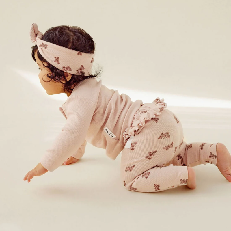 Aster & Oak Pale Pink Rib Henley Top